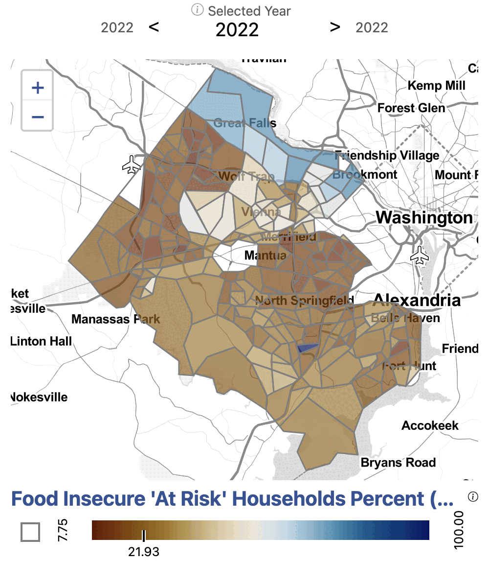 Estimated at-risk households by tract in Fairfax County